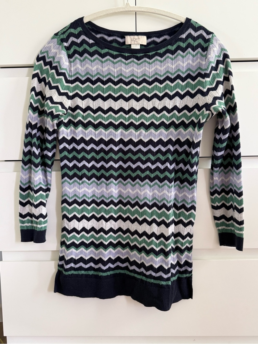 LOFT Women’s Cotton Chevron Knit Sweater – Size Small